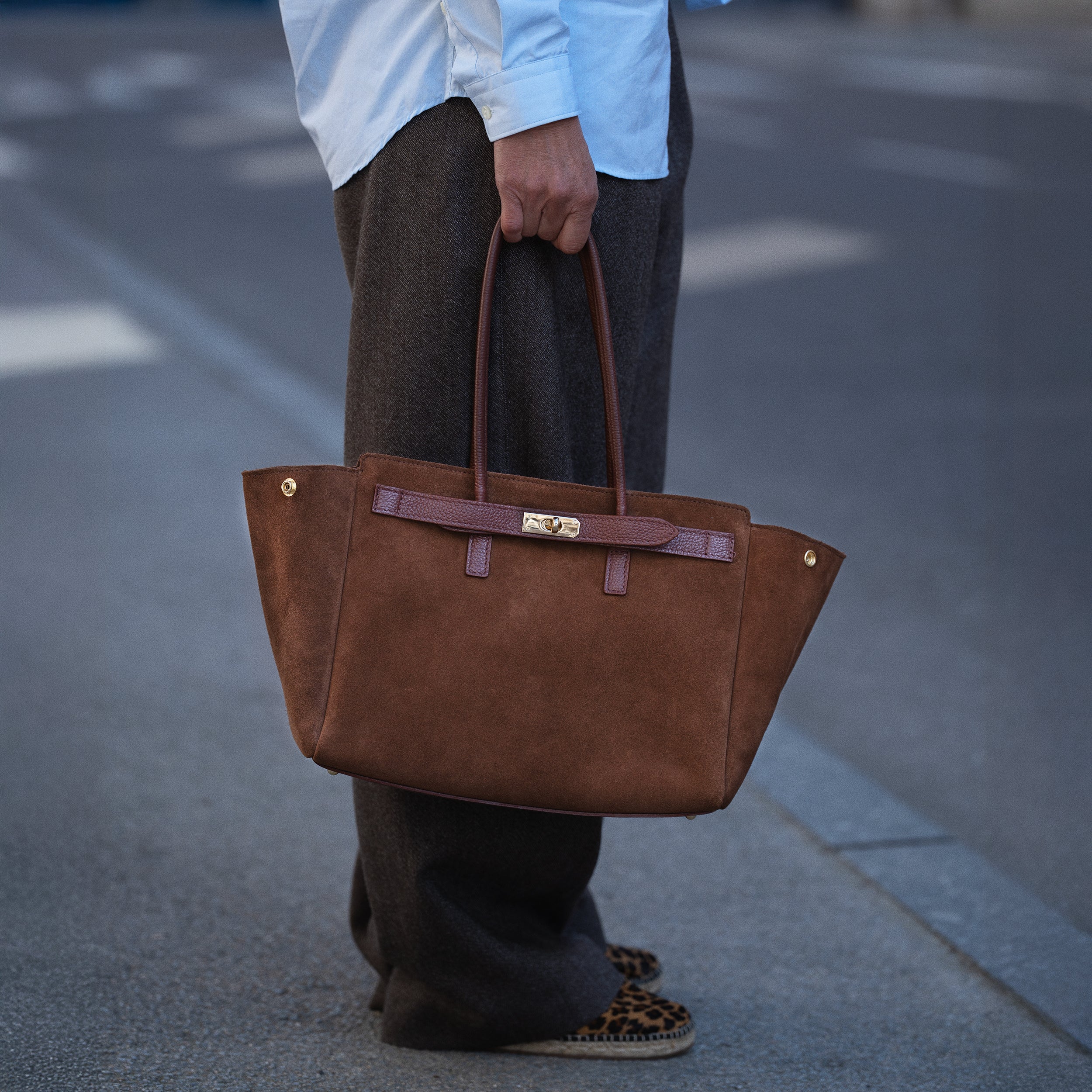 Sac cabas en daim camel - Oud