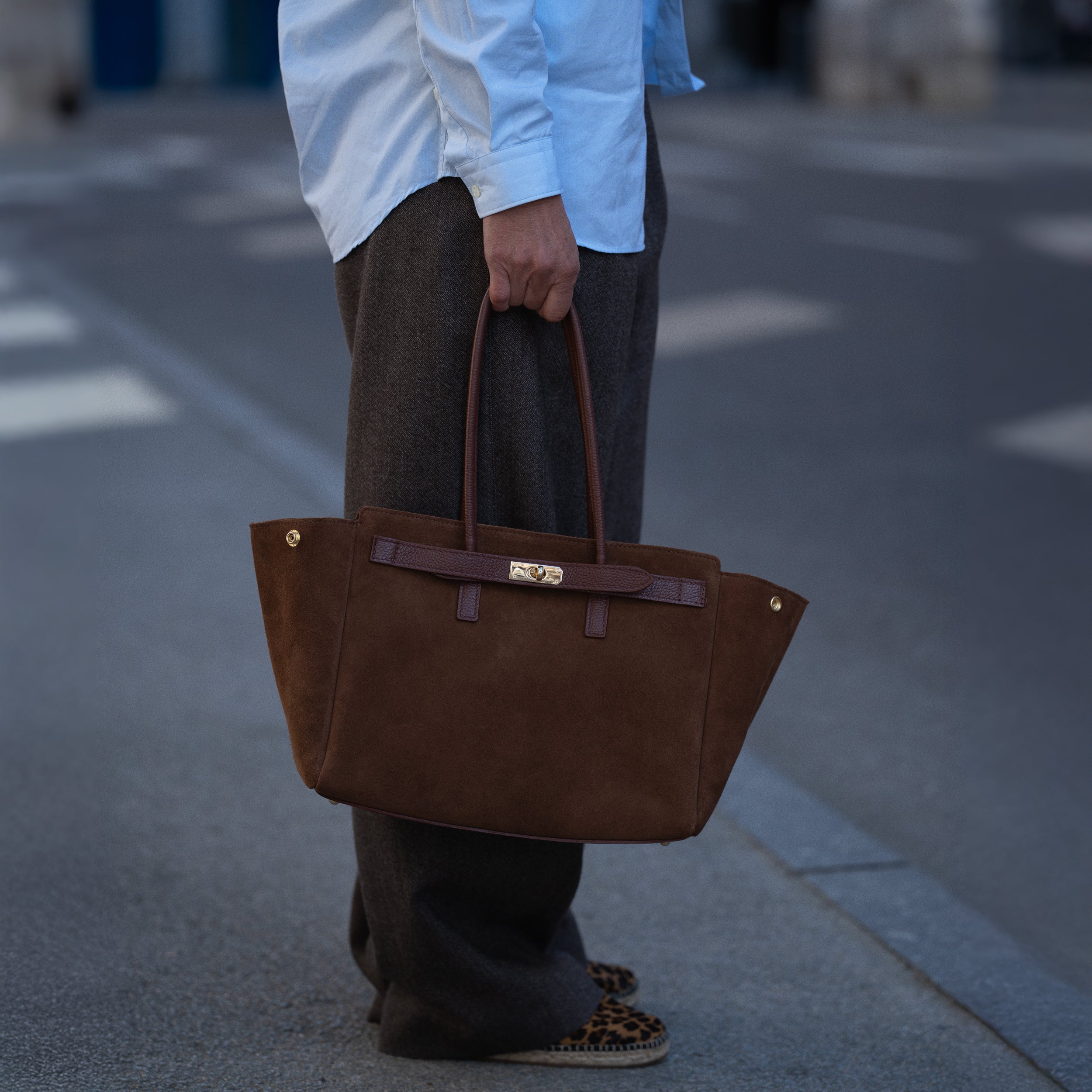 Sac cabas en daim camel - Oud