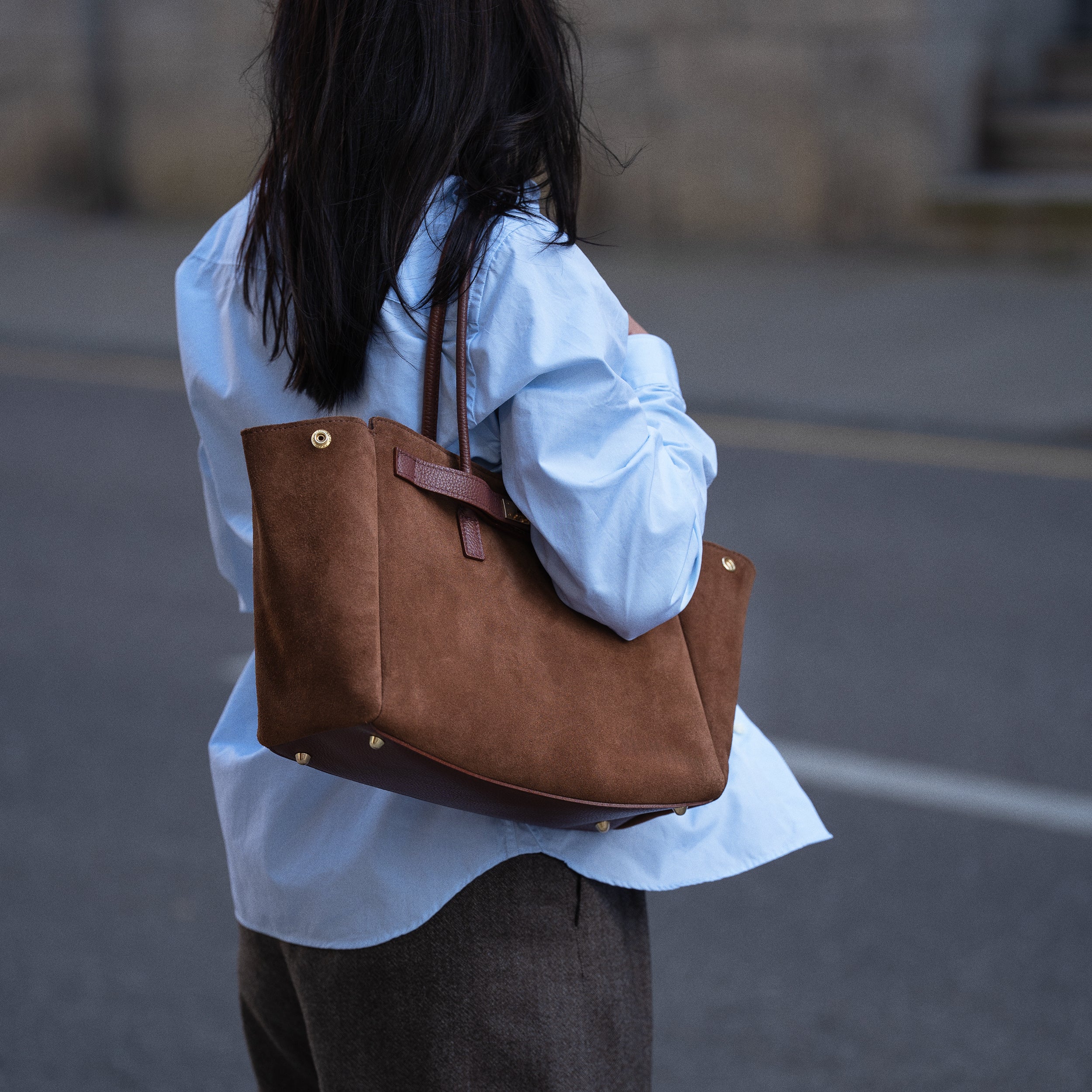 Sac cabas en daim camel - Oud