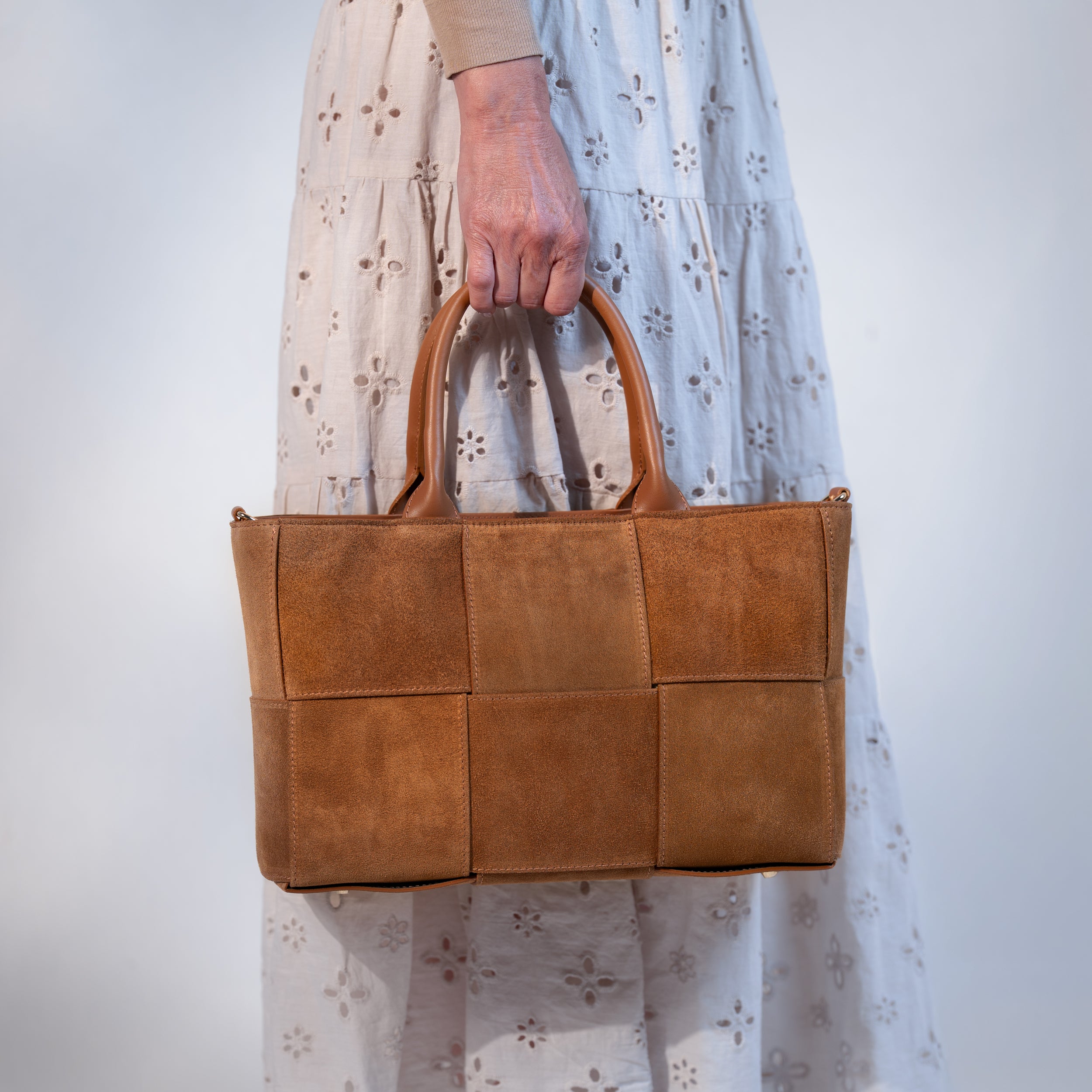 Sac cabas en daim camel - Santal