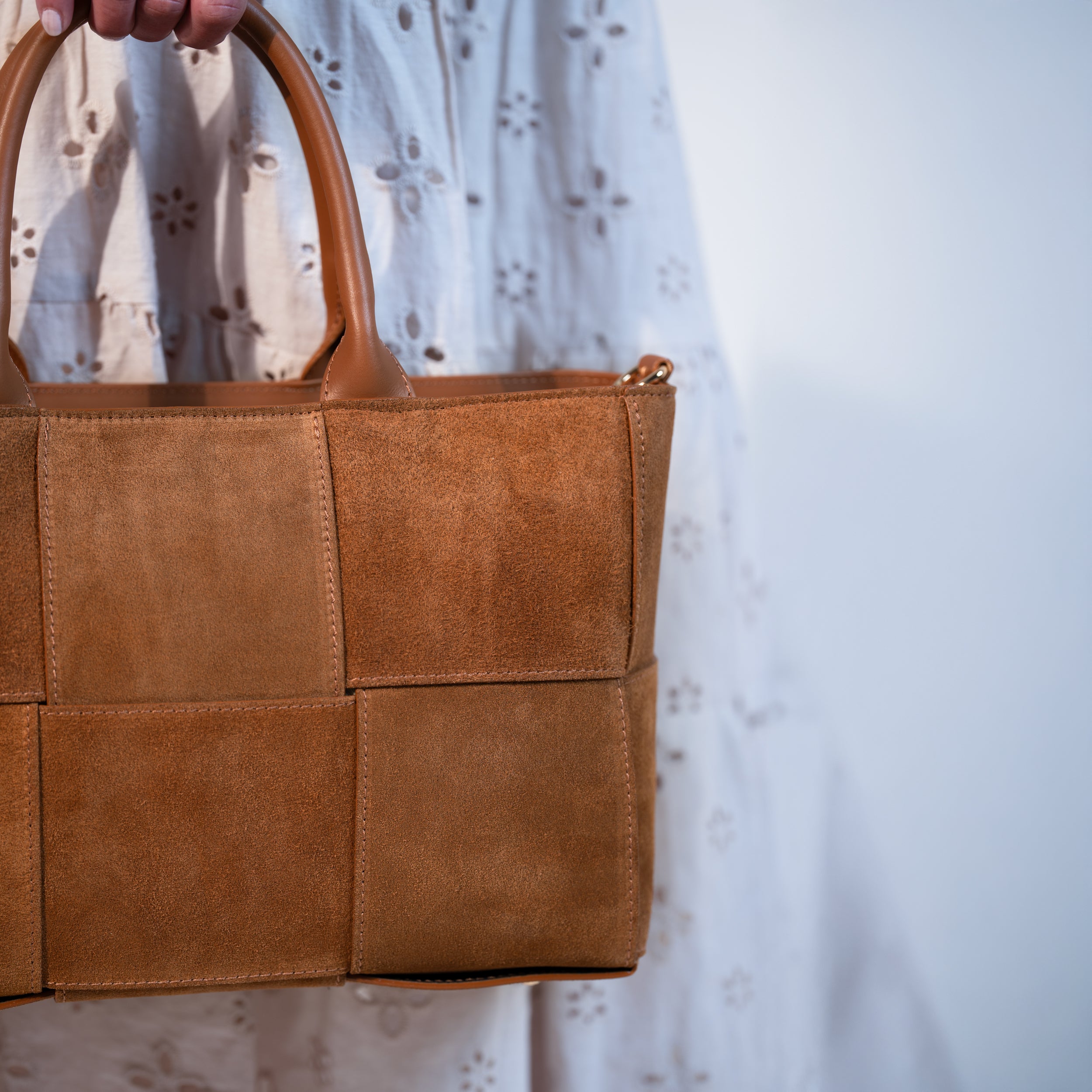 Sac cabas en daim camel - Santal