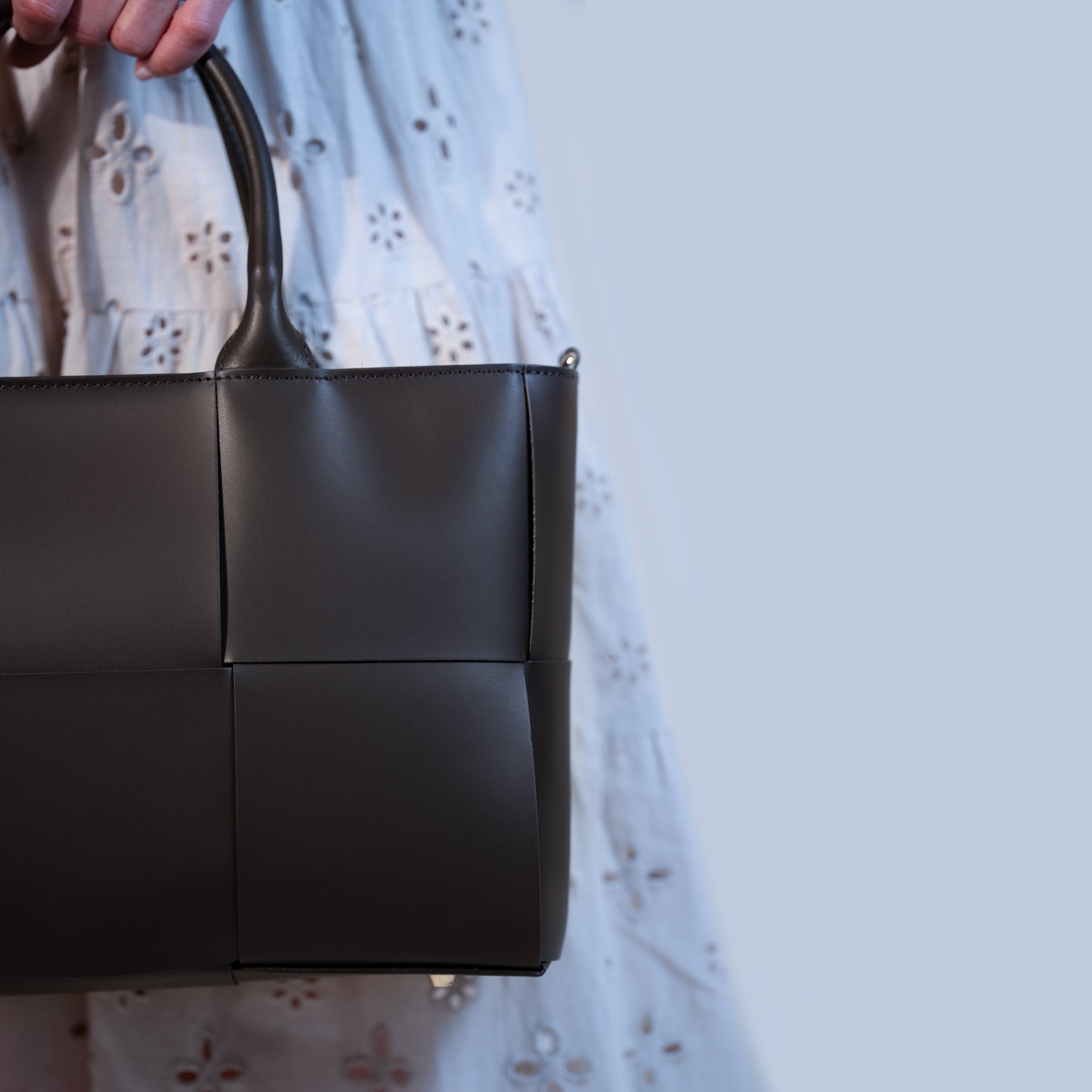 Sac cabas en cuir lisse marron - Santal