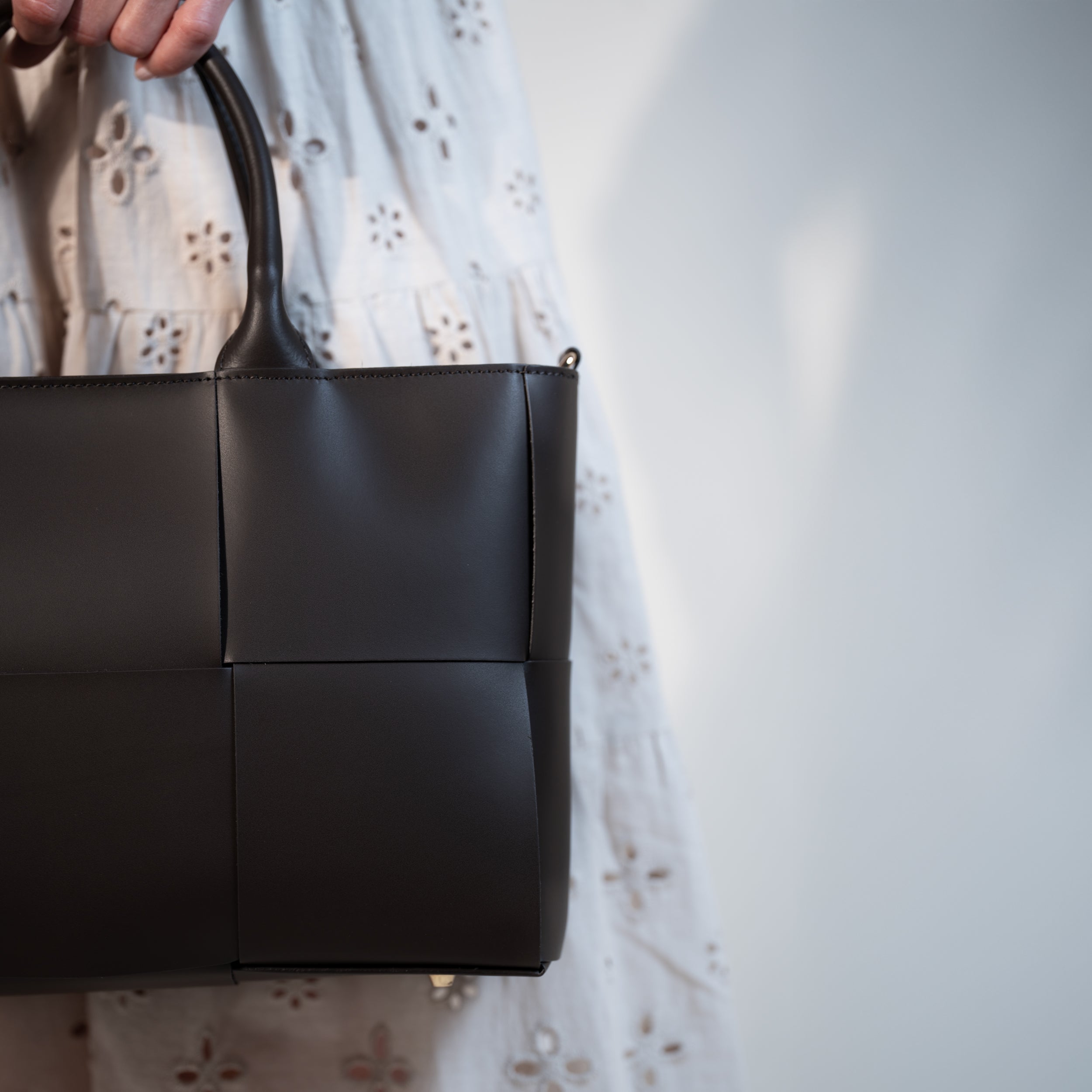 Sac cabas en cuir lisse marron - Santal