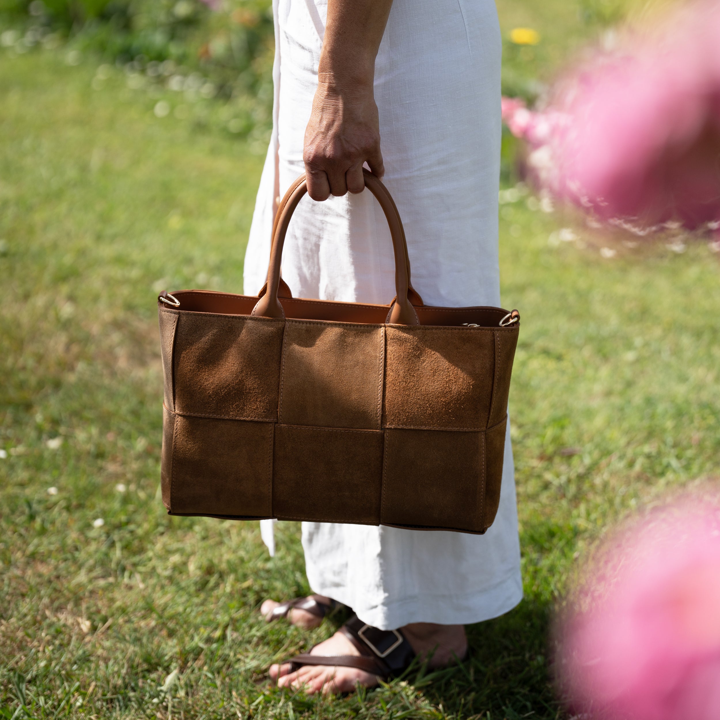 Sac cabas en daim camel - Santal