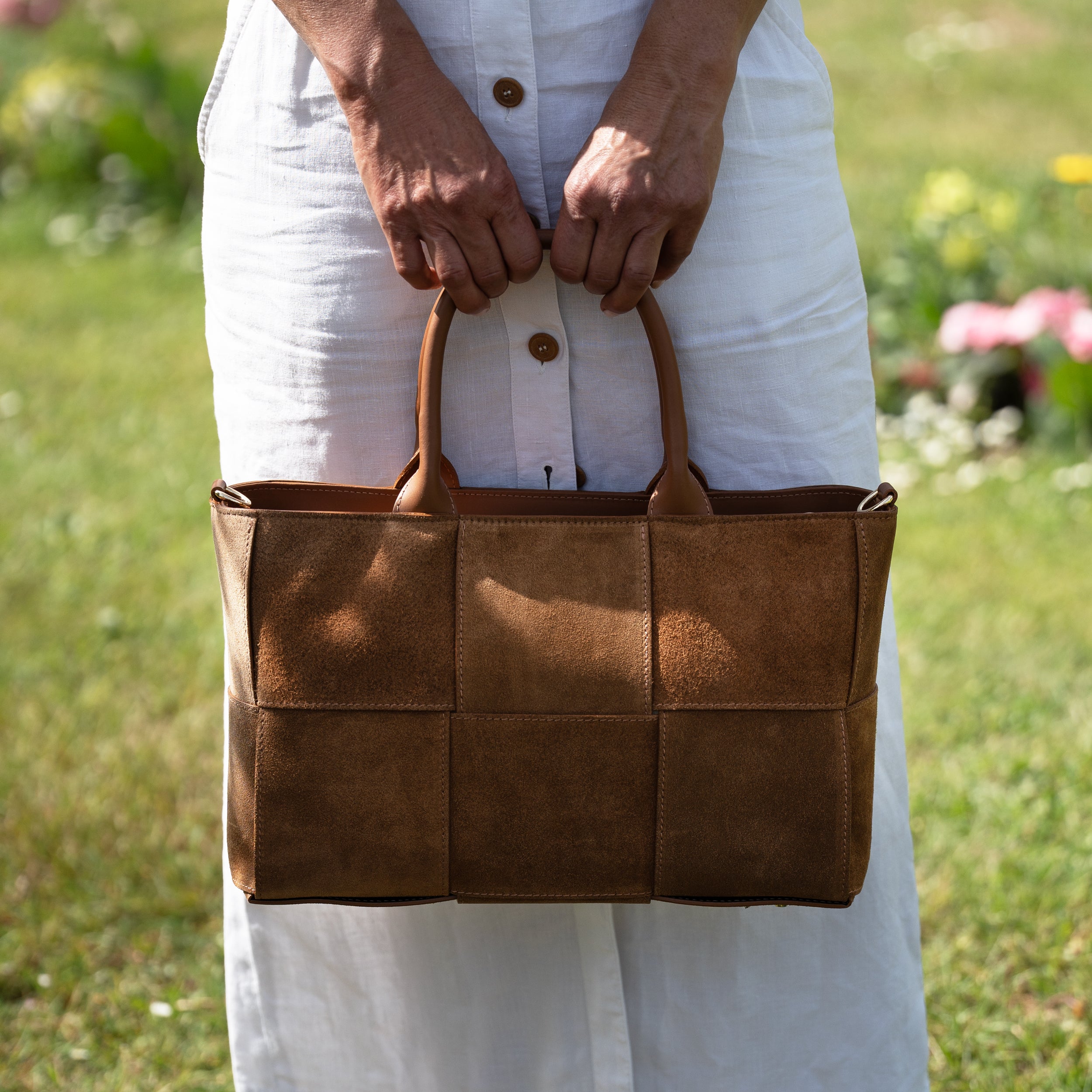 Sac cabas en daim camel - Santal