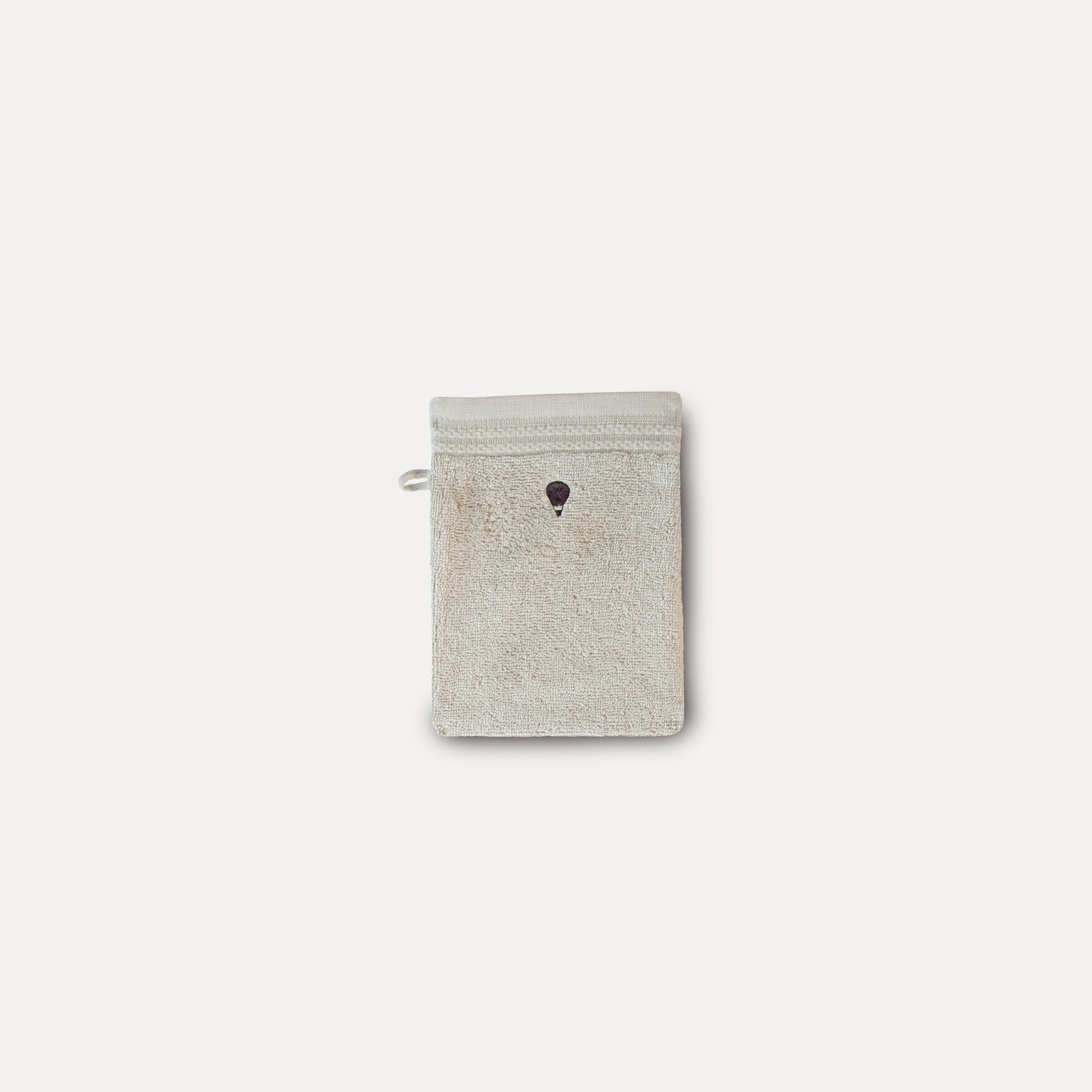 Gant de toilette beige brodé - Traversée des Rêves