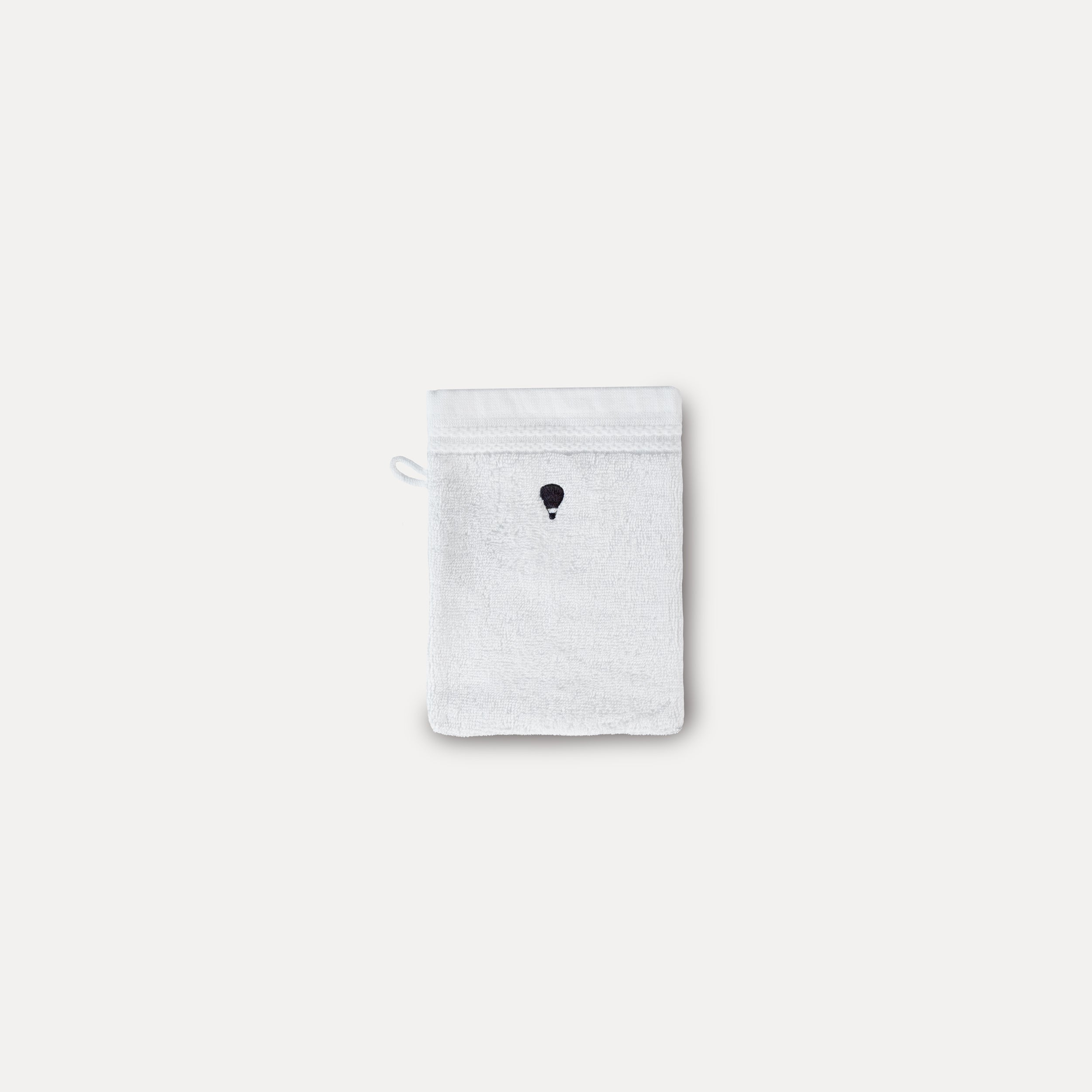 Gant de toilette blanc brodé - Traversée des Rêves