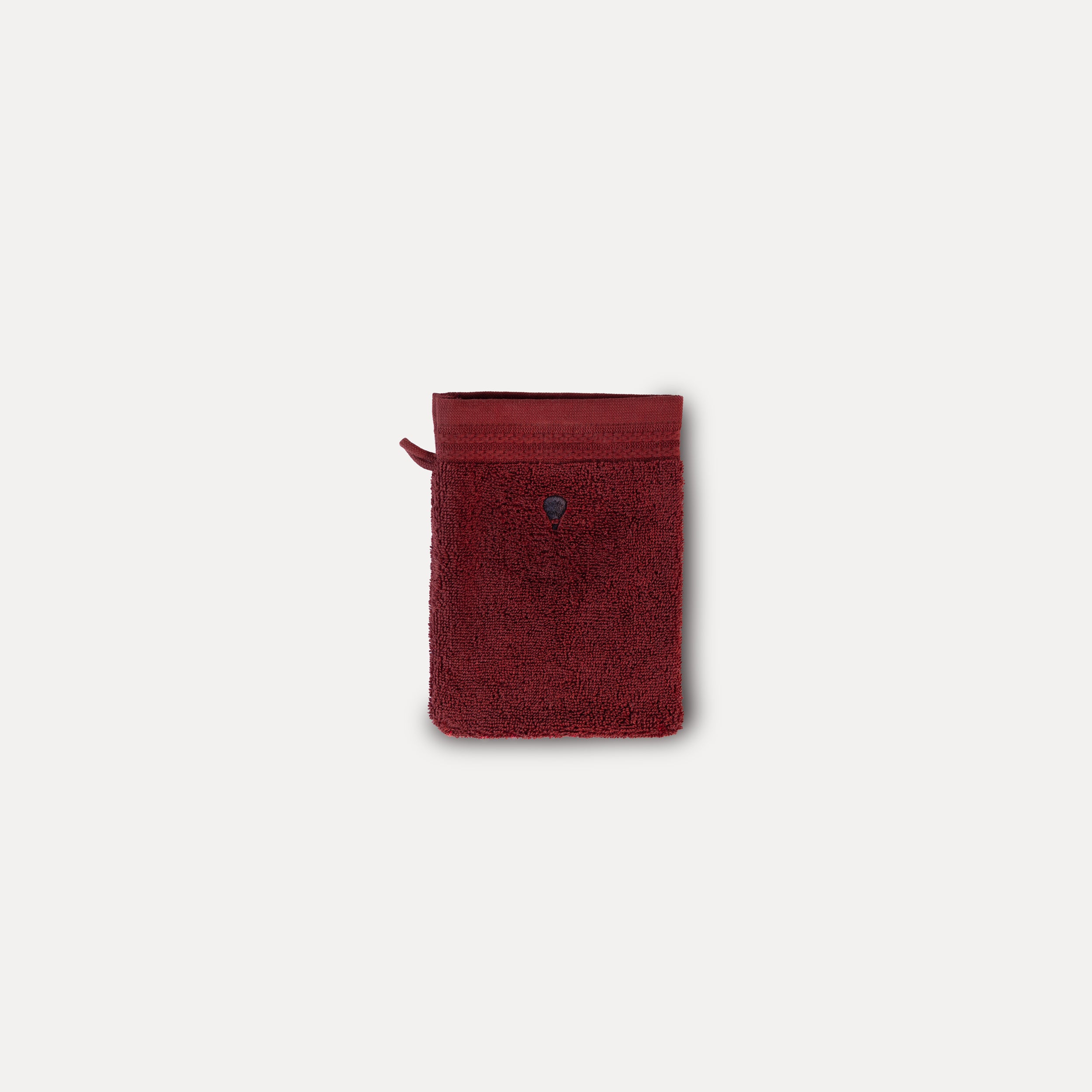 Gant de toilette bordeaux brodé - Traversée des Rêves