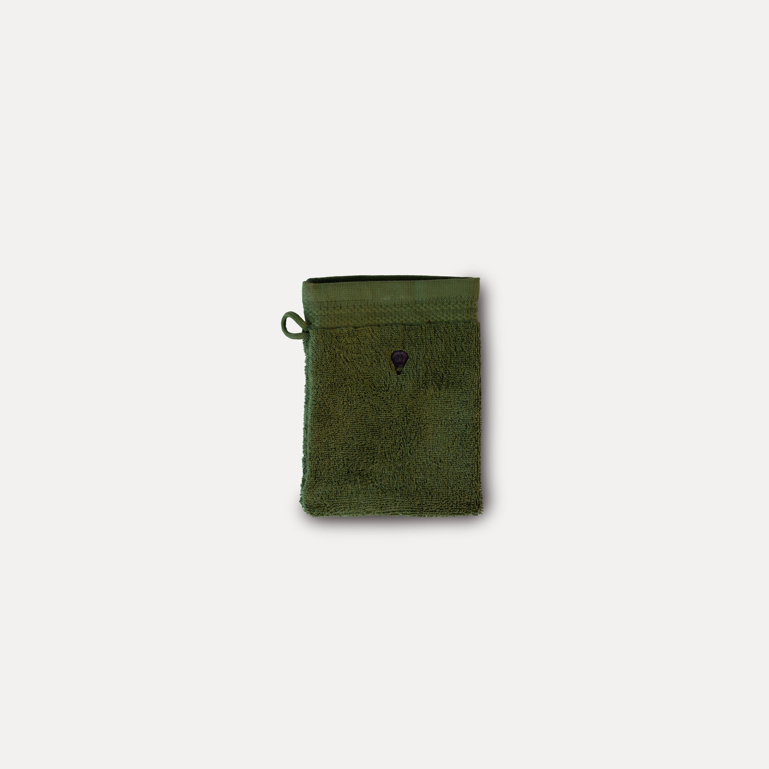 Gant de toilette vert brodé - Traversée des Rêves