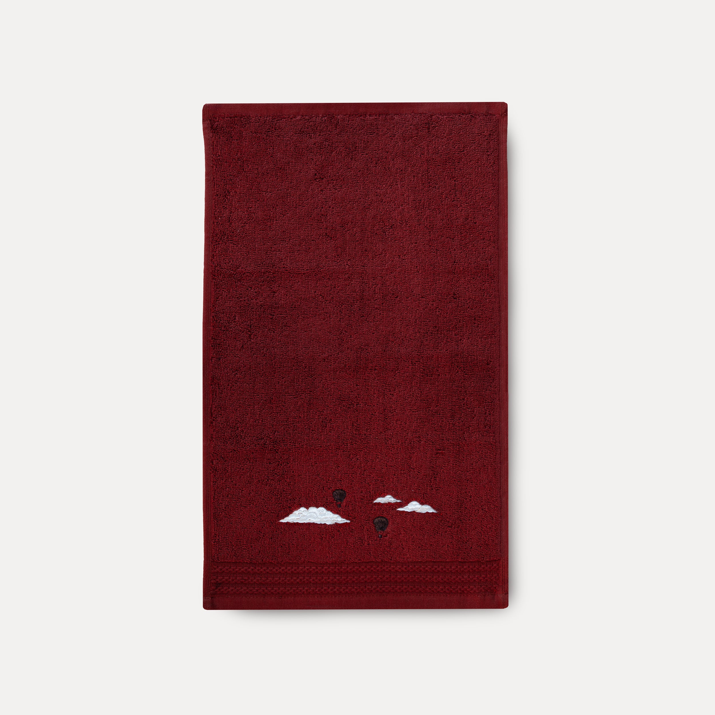 Serviette invité bordeaux brodée - Traversée des Rêves