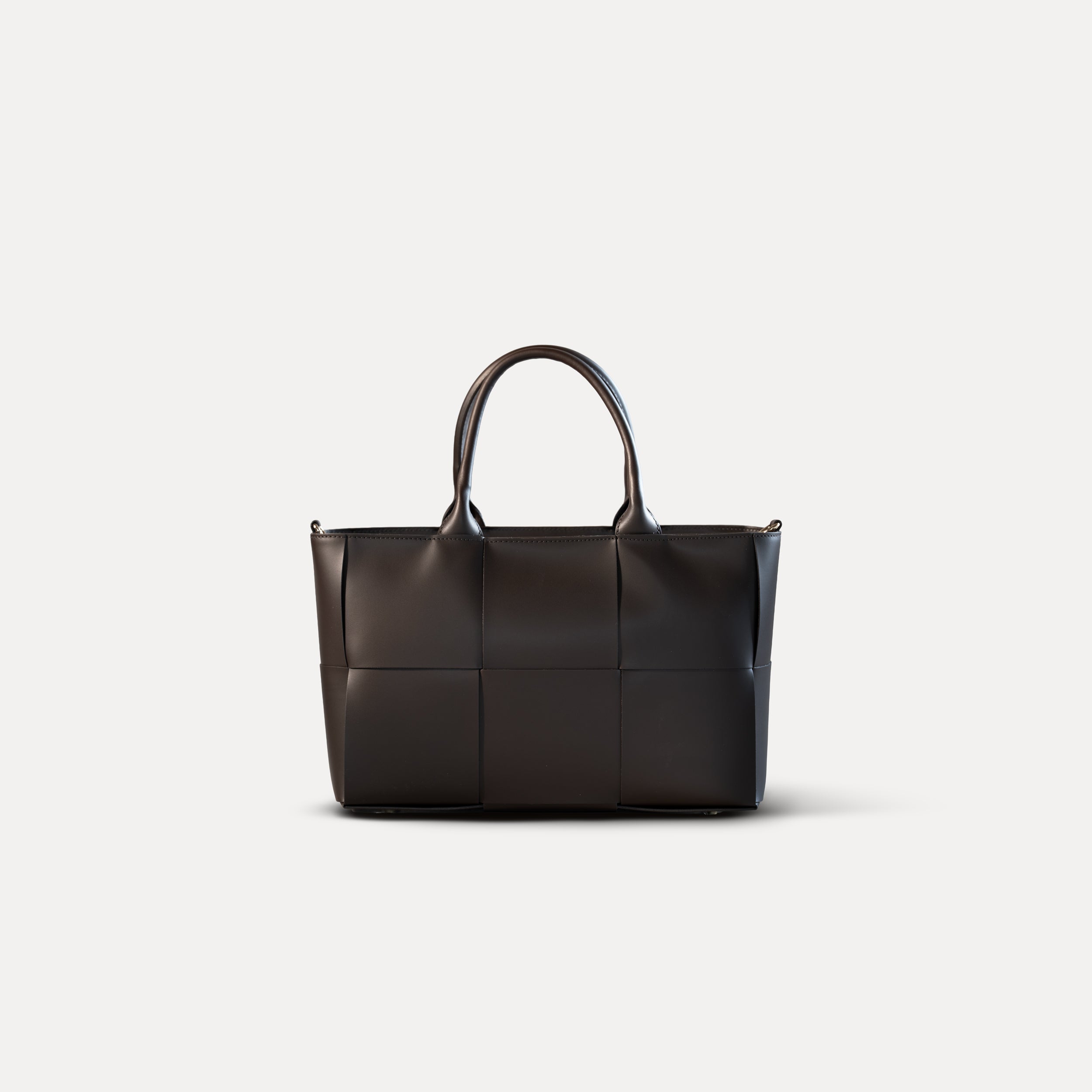 Sac cabas en cuir lisse marron - Santal