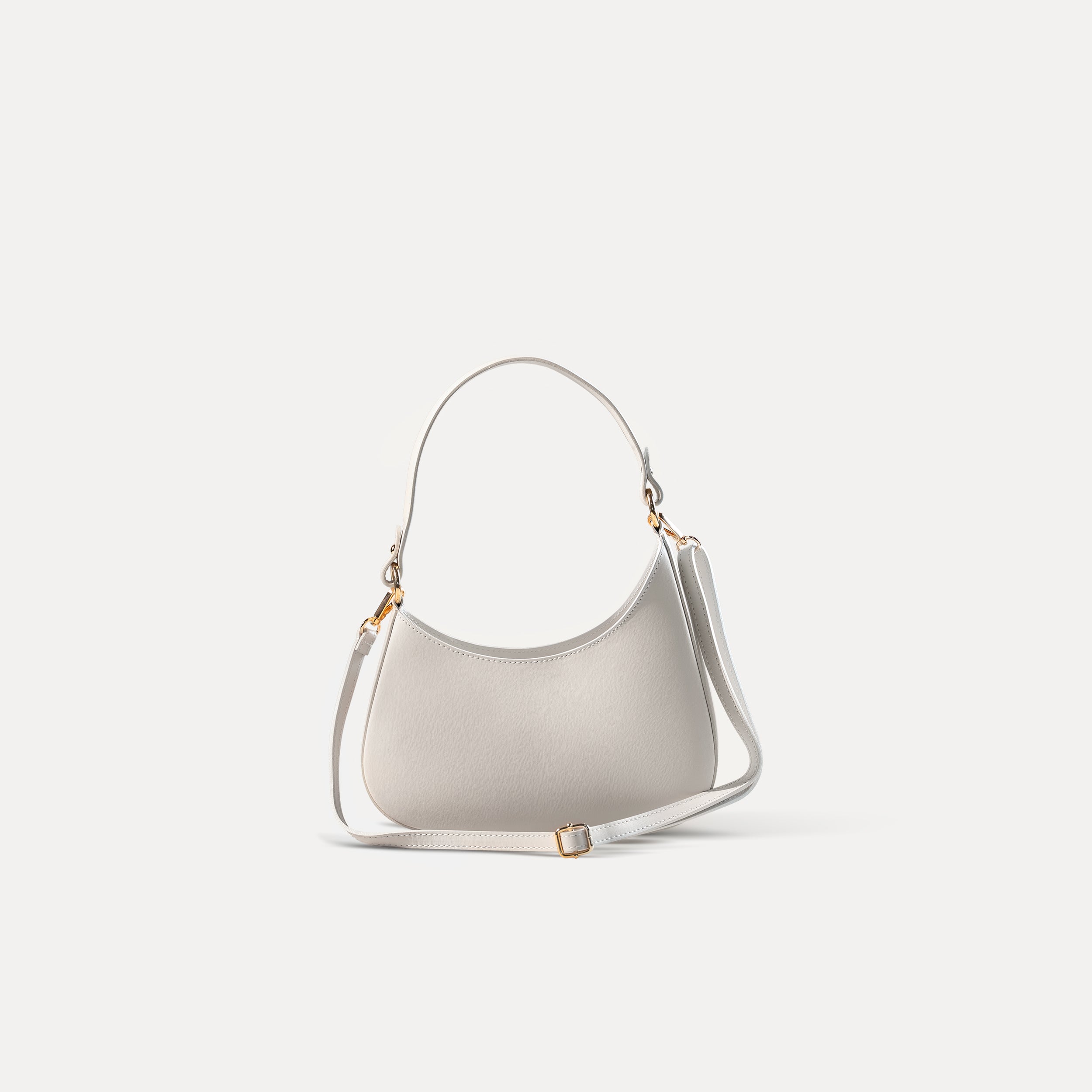 Sac hobo asymétrique en cuir lisse beige - Camélia