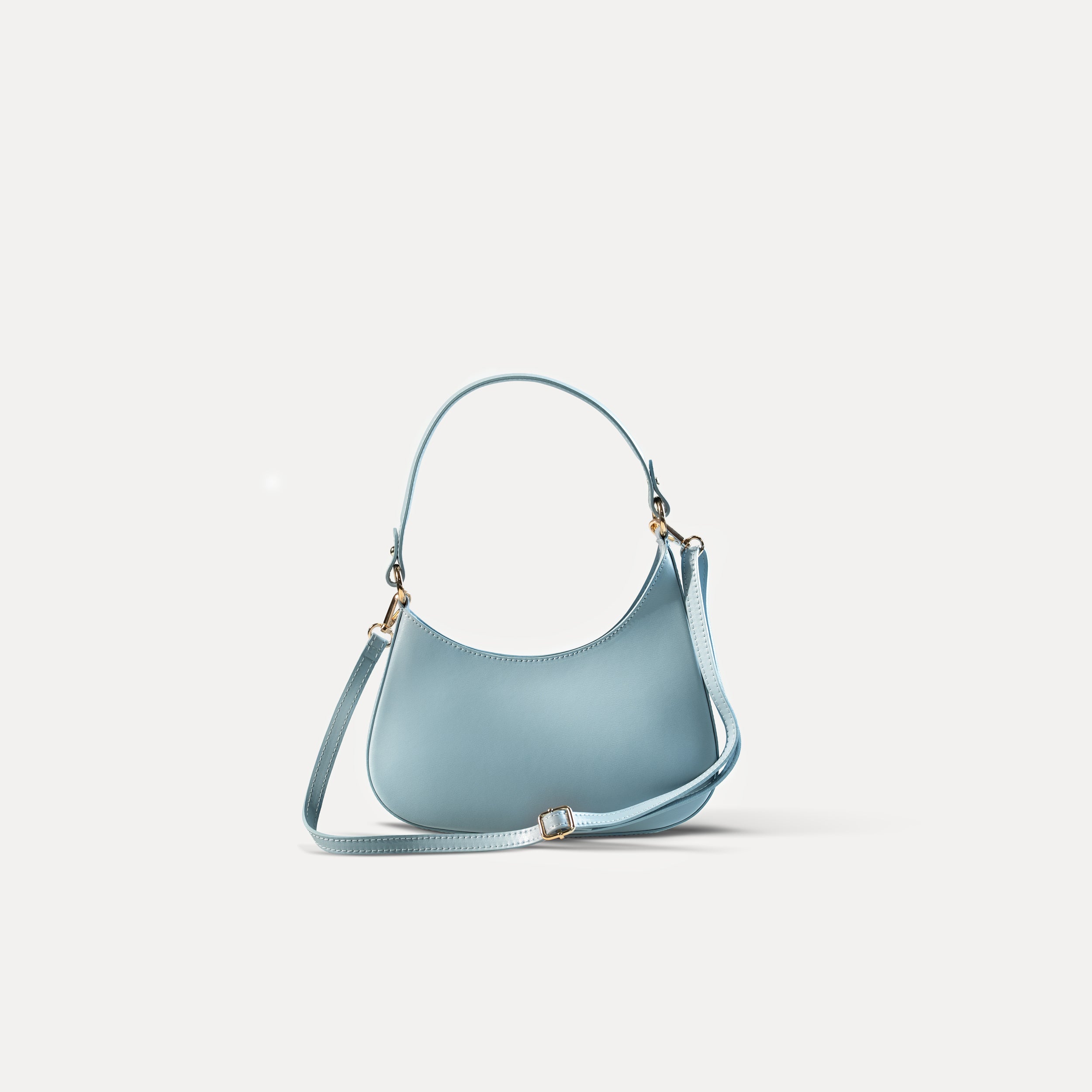 Sac hobo asymétrique en cuir lisse bleu - Camélia