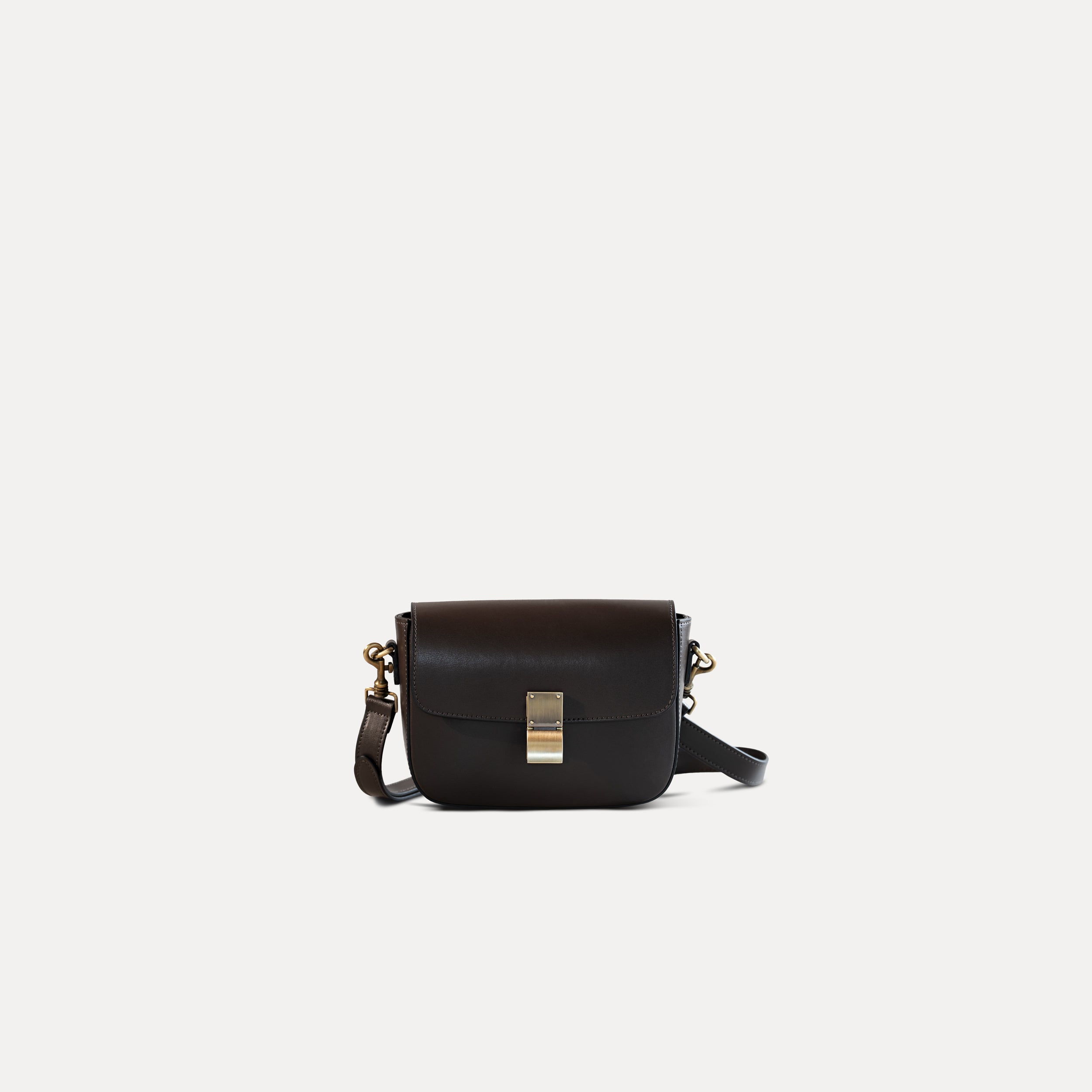 Sac bandoulière en cuir lisse marron - Garance