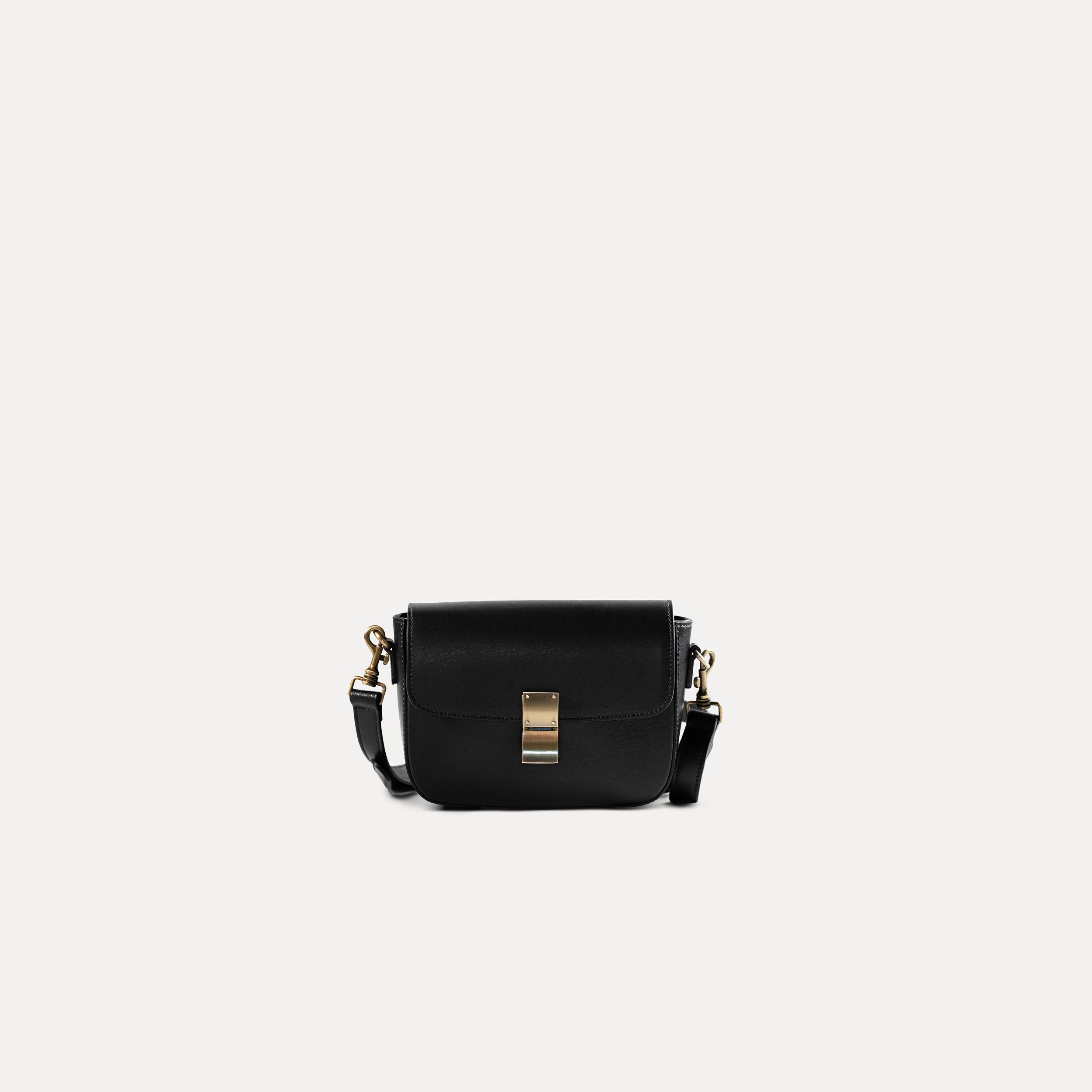 Sac bandoulière en cuir lisse noir - Garance