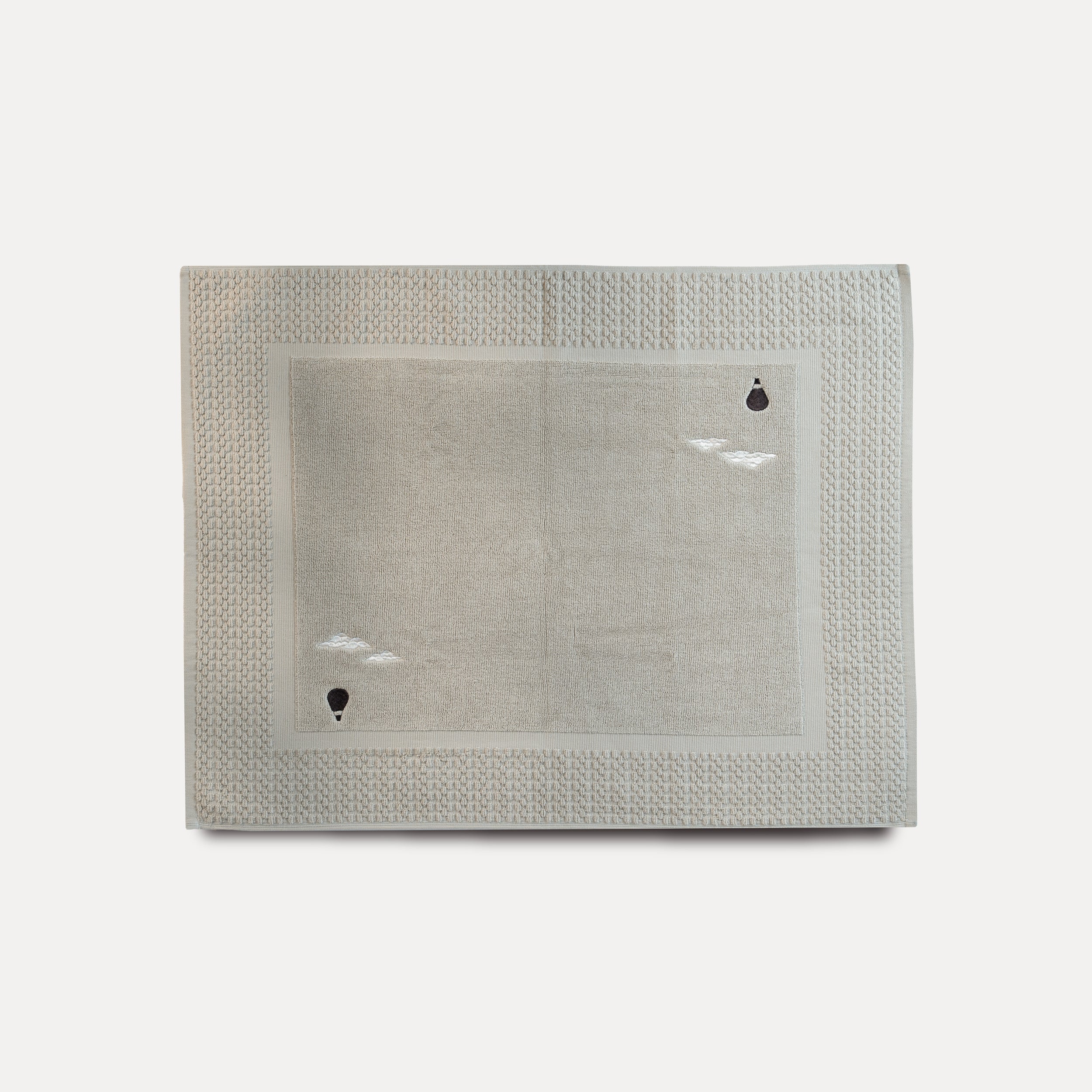 Tapis de bain beige brodé - Traversée des Rêves